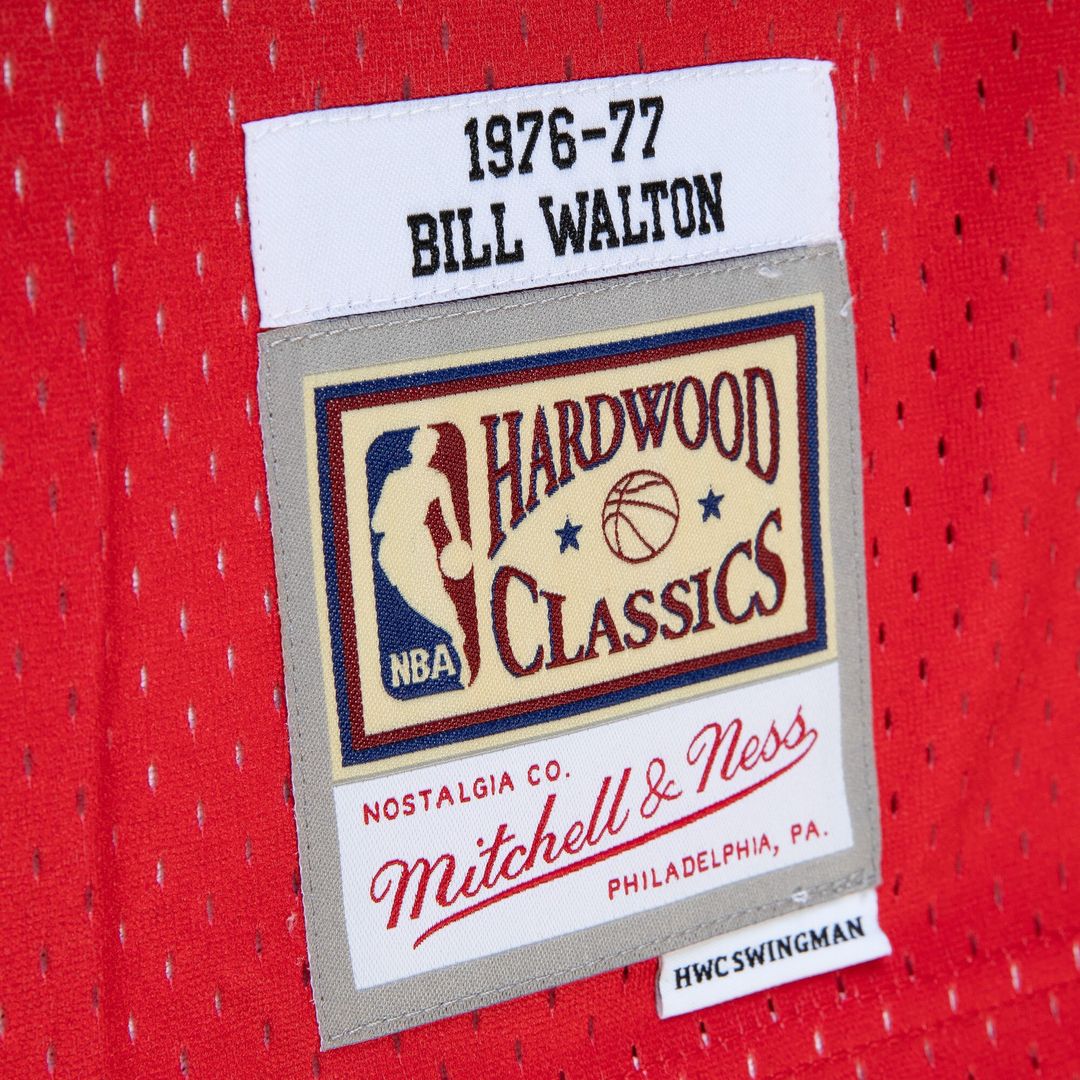 Bill Walton Portland Trail Blazers Mitchell & Ness 1976/77 Hardwood Classics Fadeaway Player Swingman Jersey - Red/Black