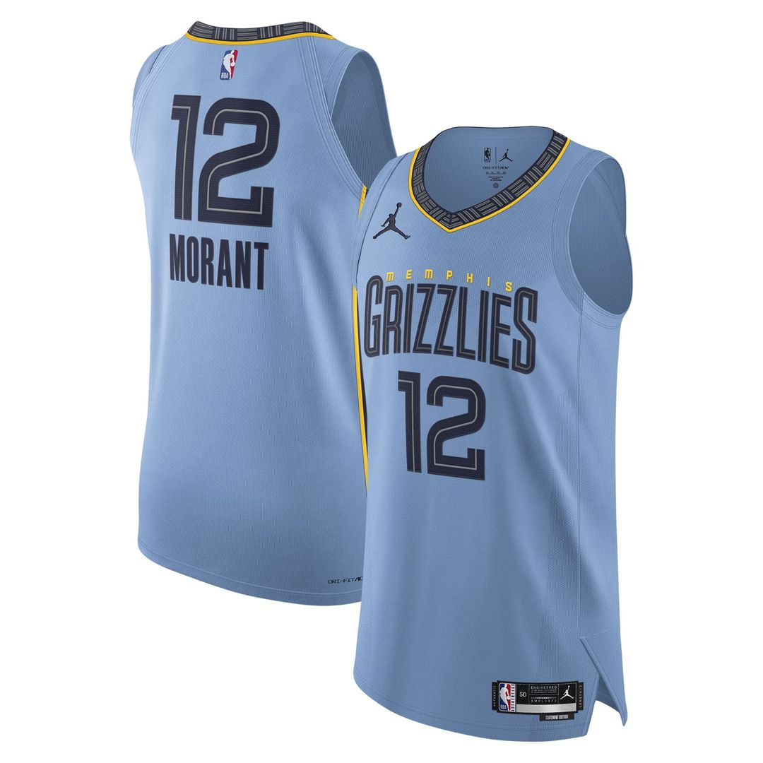 Ja Morant Memphis Grizzlies Jordan Brand Player Authentic Jersey - Statement Edition - Light Blue