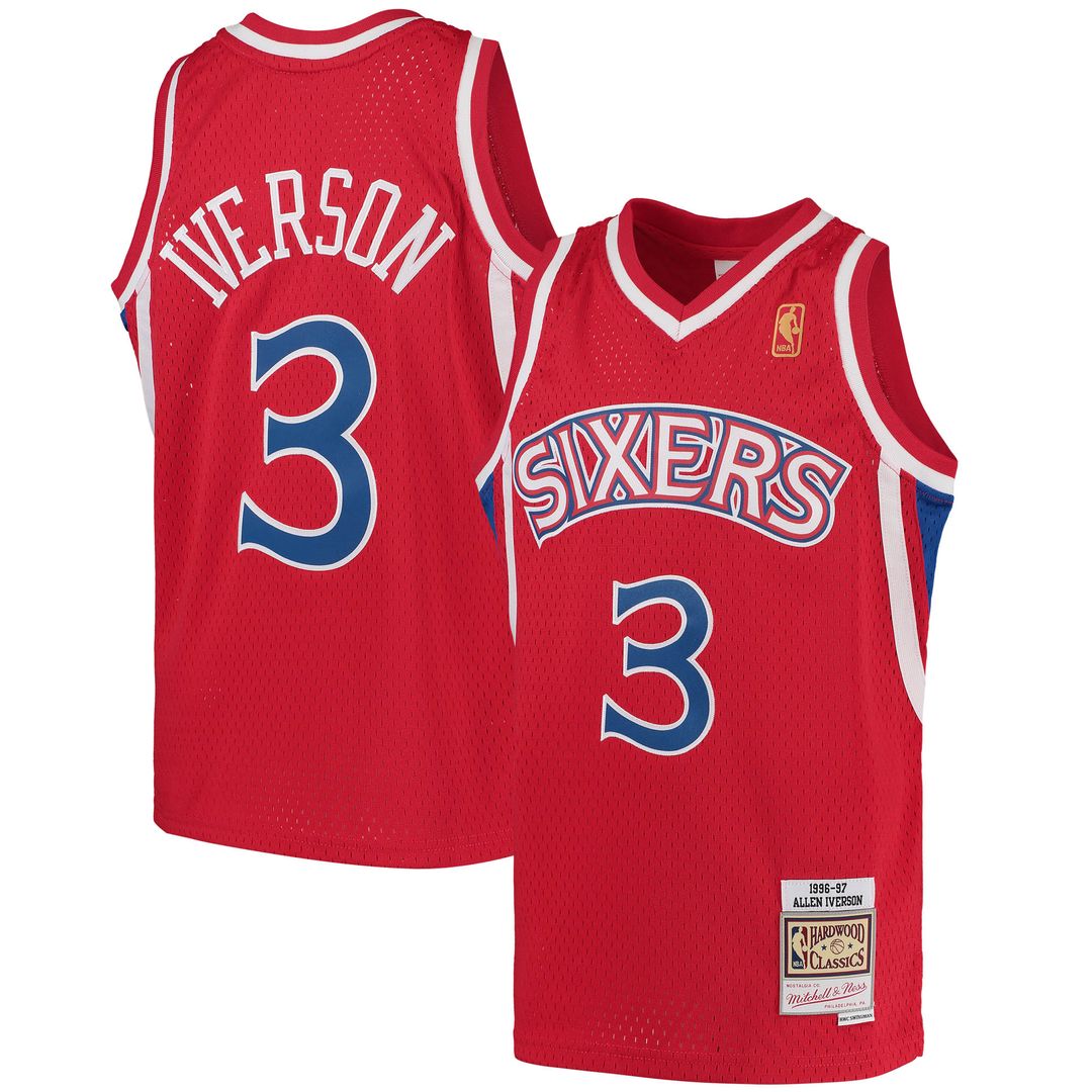 Allen Iverson Philadelphia 76ers Mitchell & Ness Youth Hardwood Classics Swingman Throwback Jersey - Black