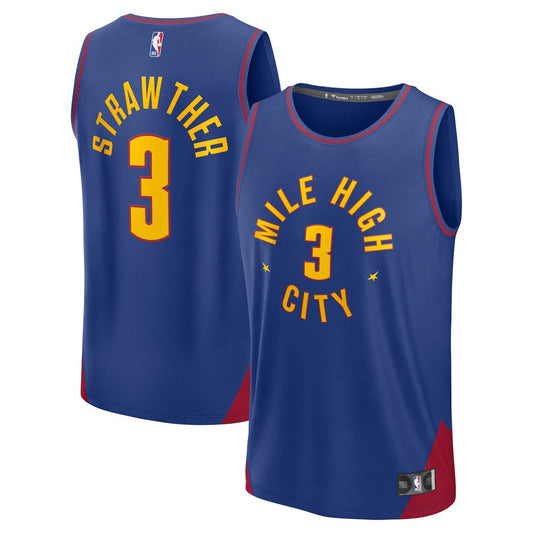 Julian Strawther Denver Nuggets Fanatics Fast Break Player Replica Jersey - Statement Edition - Blue