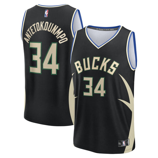 Giannis Antetokounmpo Milwaukee Bucks Fanatics Fast Break Player Replica Jersey - Statement Edition - Black