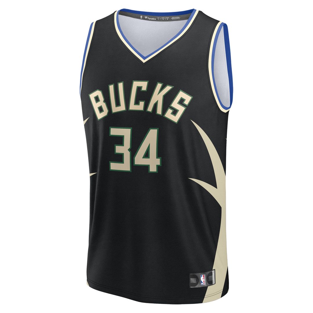 Giannis Antetokounmpo Milwaukee Bucks Fanatics Fast Break Player Replica Jersey - Statement Edition - Black