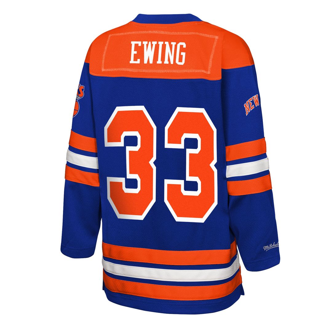 Patrick Ewing New York Knicks Mitchell & Ness Youth Maxxed Out 2.0 Fashion Hockey Jersey - Blue