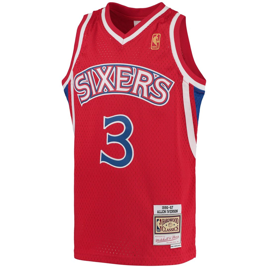 Allen Iverson Philadelphia 76ers Mitchell & Ness Youth 1996/97 Hardwood Classics Swingman Throwback Jersey - Red