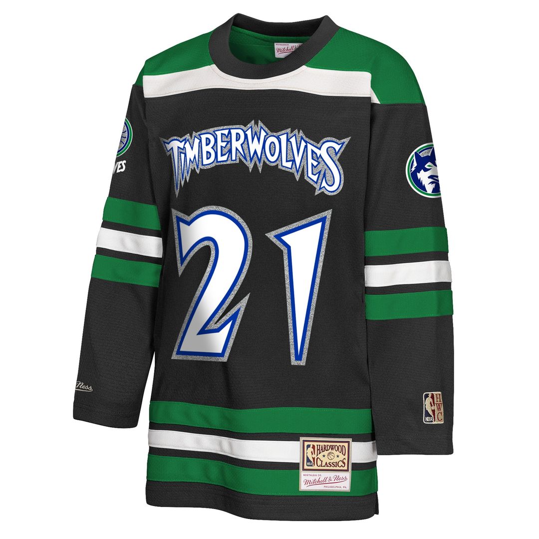 Kevin Garnett Minnesota Timberwolves Mitchell & Ness Youth Maxxed Out 2.0 Fashion Hockey Jersey - Black