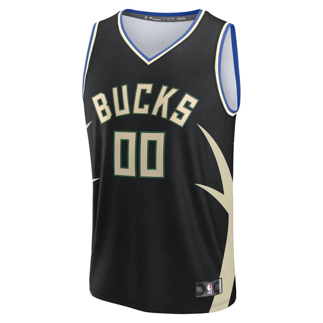 Milwaukee Bucks Fanatics Youth Fast Break Custom Replica Jersey - Black - Statement Edition