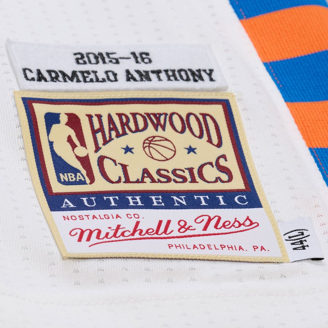 Carmelo Anthony New York Knicks Mitchell & Ness 2015 - 16 Hardwood Classics Authentic Jersey - White