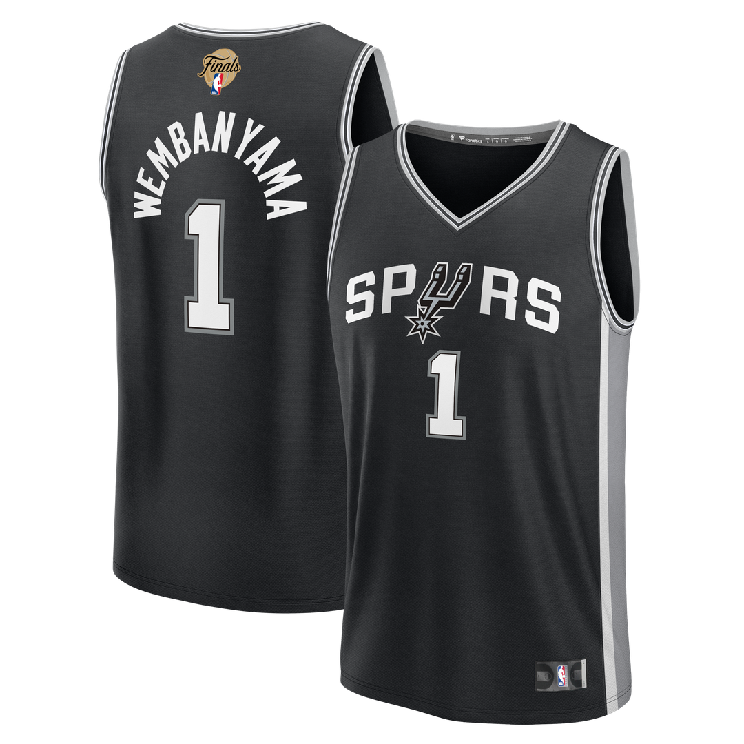 Victor Wembanyama San Antonio Spurs Fanatics Youth 2026 NBA Finals Patch Fast Break Replica Jersey - Black - Icon Edition
