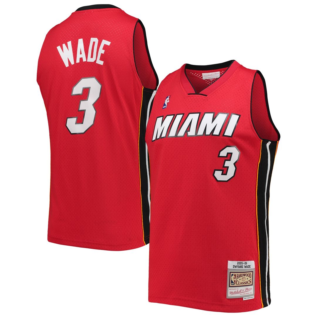Dwyane Wade Miami Heat Mitchell & Ness Hardwood Classics Swingman Jersey - Red