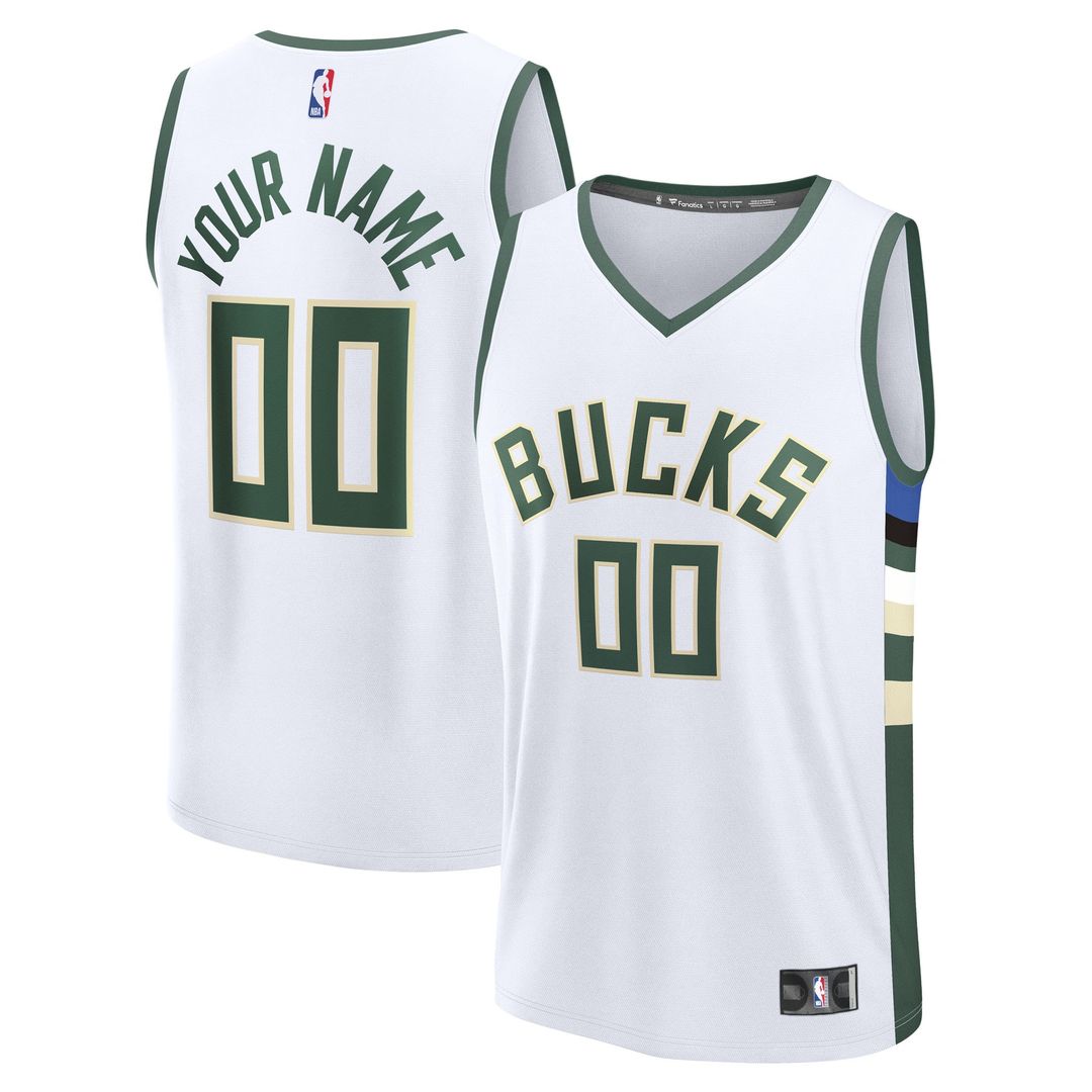 Milwaukee Bucks Fanatics Youth Fast Break Custom Replica Jersey - Black - Statement Edition