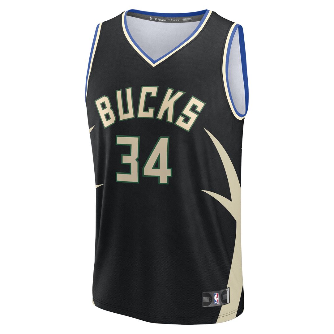 Giannis Antetokounmpo Milwaukee Bucks Fanatics Youth Fast Break Player Replica Jersey - Statement Edition - Black