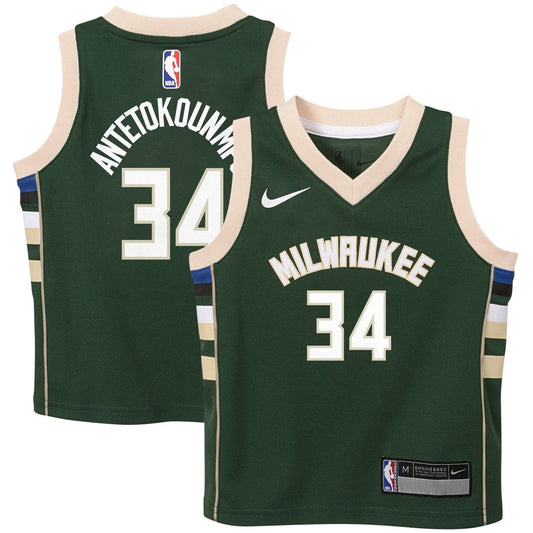 Giannis Antetokounmpo Milwaukee Bucks Nike Preschool Player Swingman Jersey - Icon Edition - Hunter Green