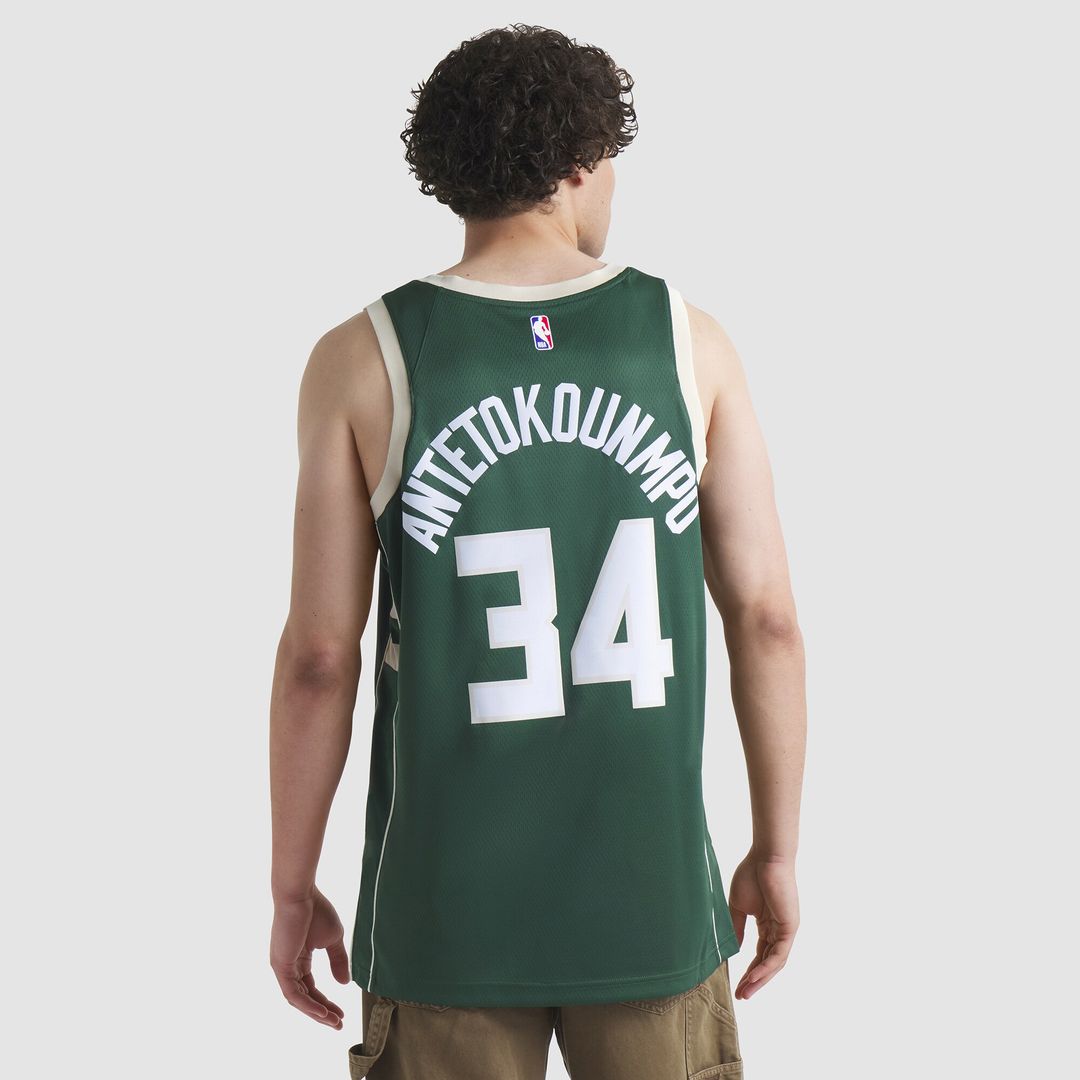 Giannis Antetokounmpo Milwaukee Bucks Nike Unisex Swingman Jersey - Icon Edition - Hunter Green