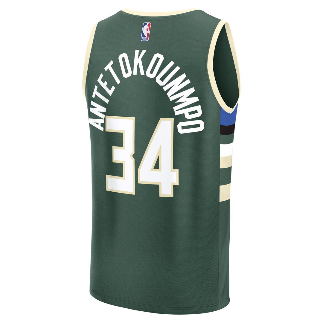 Giannis Antetokounmpo Milwaukee Bucks Fanatics Youth Fast Break Player Replica Jersey - Icon Edition - Hunter Green