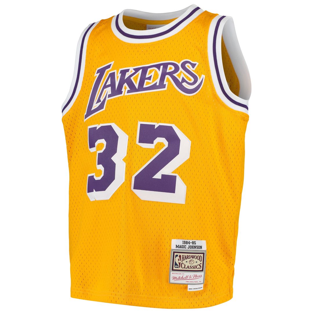 Magic Johnson Los Angeles Lakers Mitchell & Ness Youth 1984 - 85 Hardwood Classics Swingman Throwback Jersey - Purple