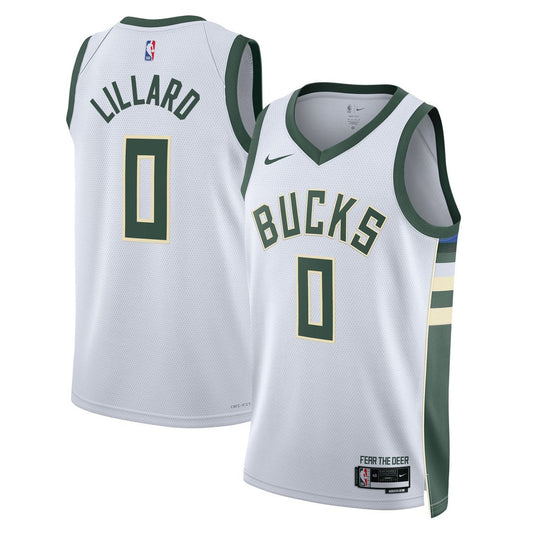 Damian Lillard Milwaukee Bucks Nike Unisex Fear The Deer Player Swingman Jersey - Association Edition - White