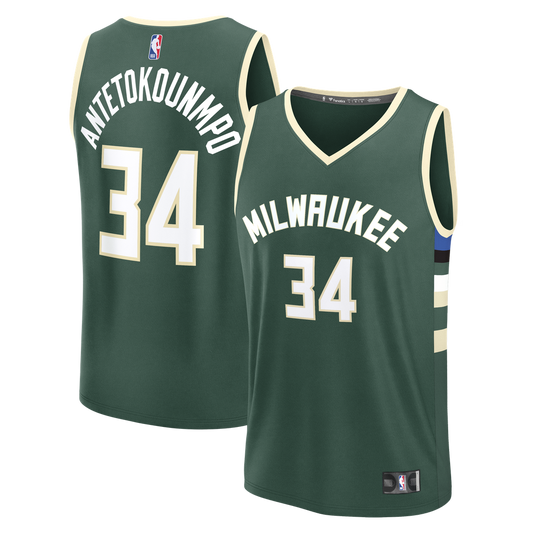 Giannis Antetokounmpo Milwaukee Bucks Fanatics Youth Fast Break Player Replica Jersey - Icon Edition - Hunter Green