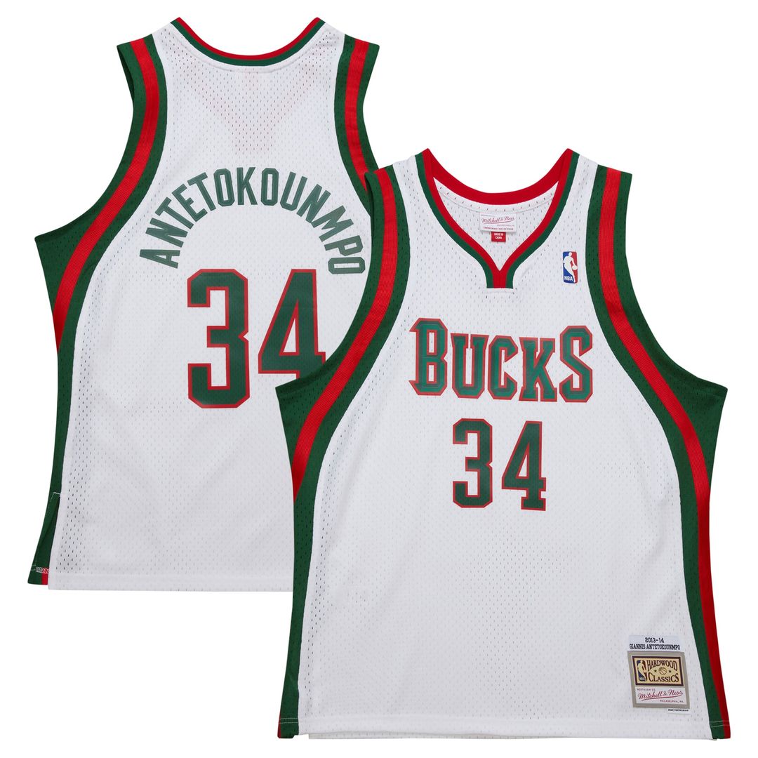 Giannis Antetokounmpo Milwaukee Bucks Mitchell & Ness 2013/14 Hardwood Classics Swingman Jersey - Hunter Green