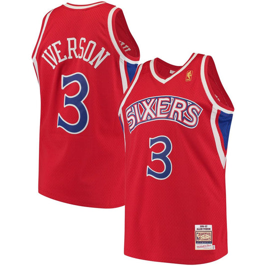 Allen Iverson Philadelphia 76ers Mitchell & Ness 1996/97 Hardwood Classics Authentic Jersey - Red