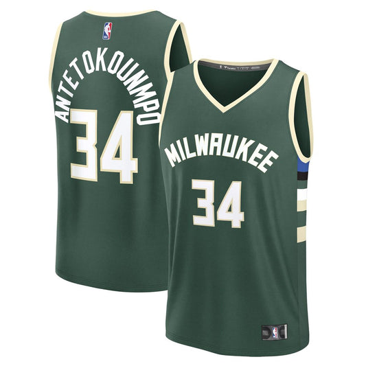 Giannis Antetokounmpo Milwaukee Bucks Fanatics Fast Break Player Replica Jersey - Icon Edition - Hunter Green