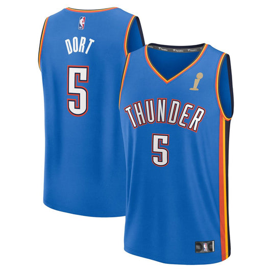 Luguentz Dort Oklahoma City Thunder Fanatics Youth 2025 NBA Finals Champions Fast Break Player Replica Jersey - Blue - Icon Edition