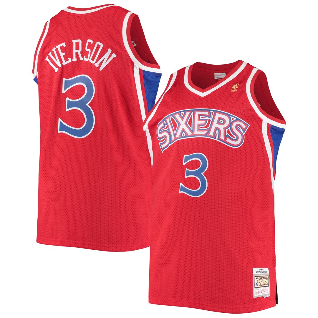 Allen Iverson Philadelphia 76ers Mitchell & Ness 1996/97 Big & Tall Hardwood Classics Swingman Jersey - Red