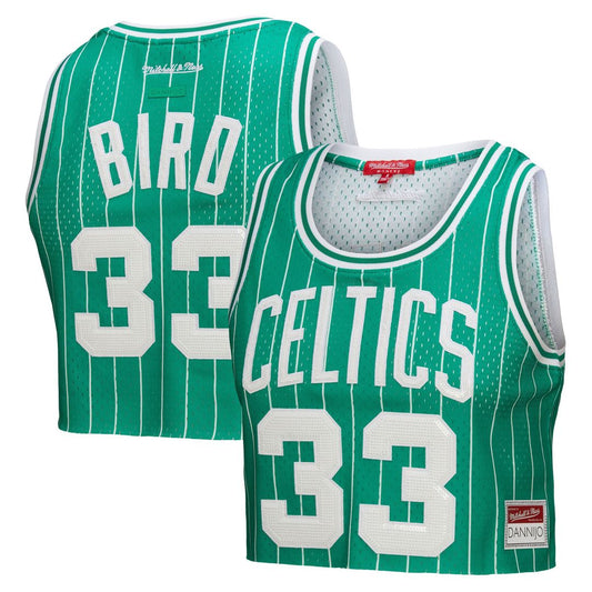 Larry Bird Boston Celtics Mitchell & Ness x DANNIJO Women's Fashion Cropped Basketball Jersey - Kelly Green