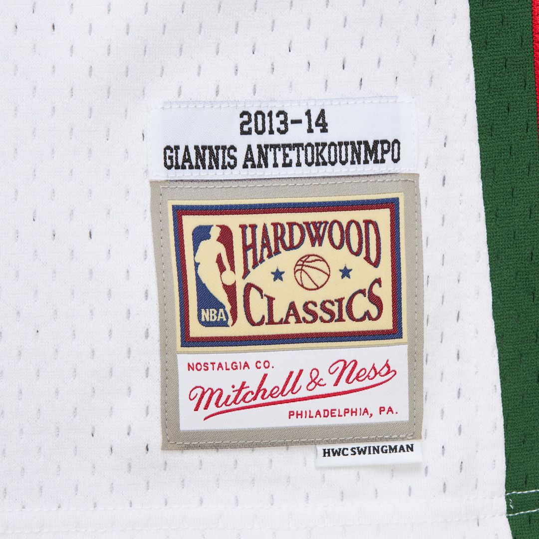 Giannis Antetokounmpo Milwaukee Bucks Mitchell & Ness 2013/14 Hardwood Classics Swingman Jersey - White