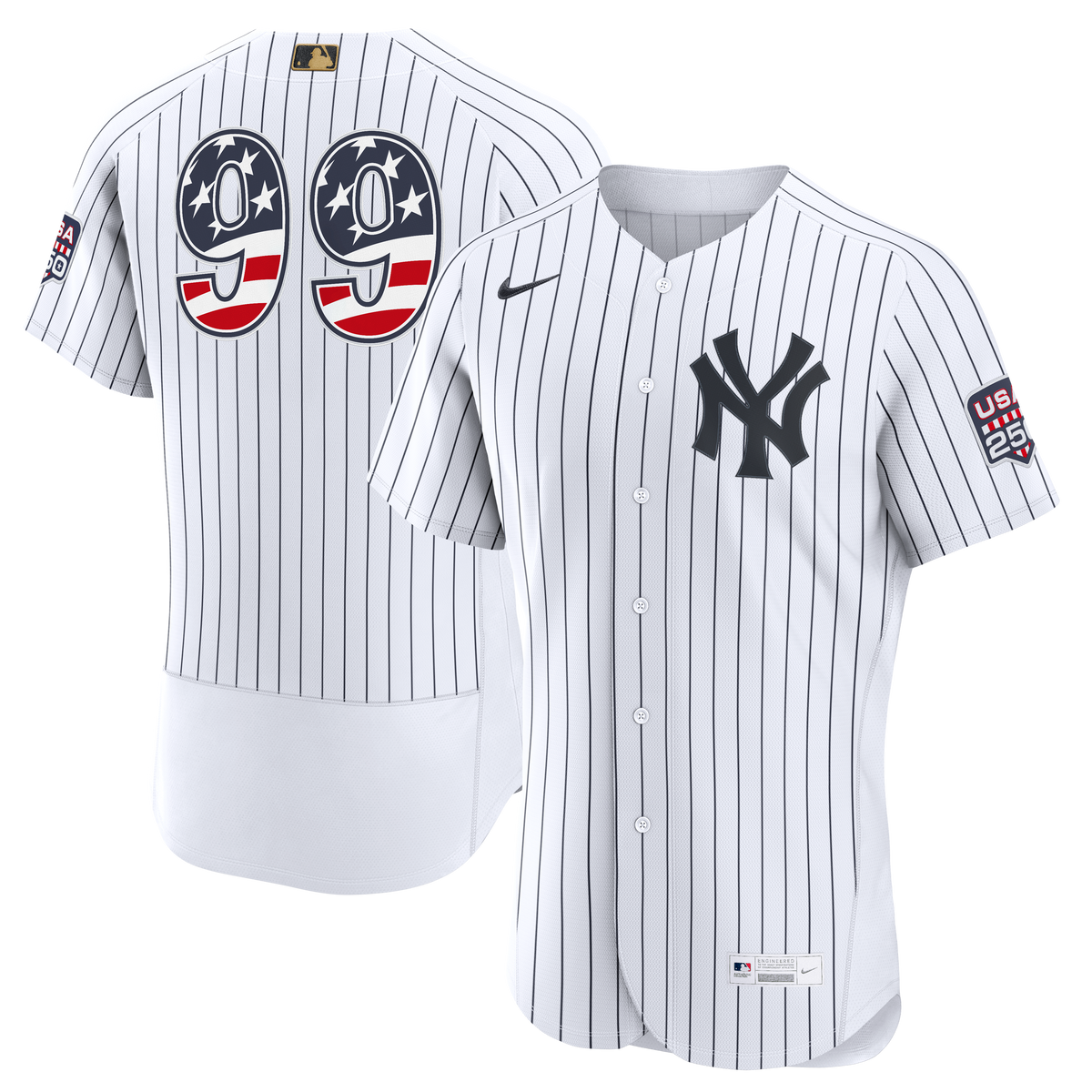 Fourth of July Men's New York Yankees Aaron Judge Nike White USA 250 Authentic Jersey - 2
