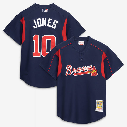 Men's Atlanta Braves Chipper Jones Mitchell & Ness Navy Authentic Batting Practice Jersey