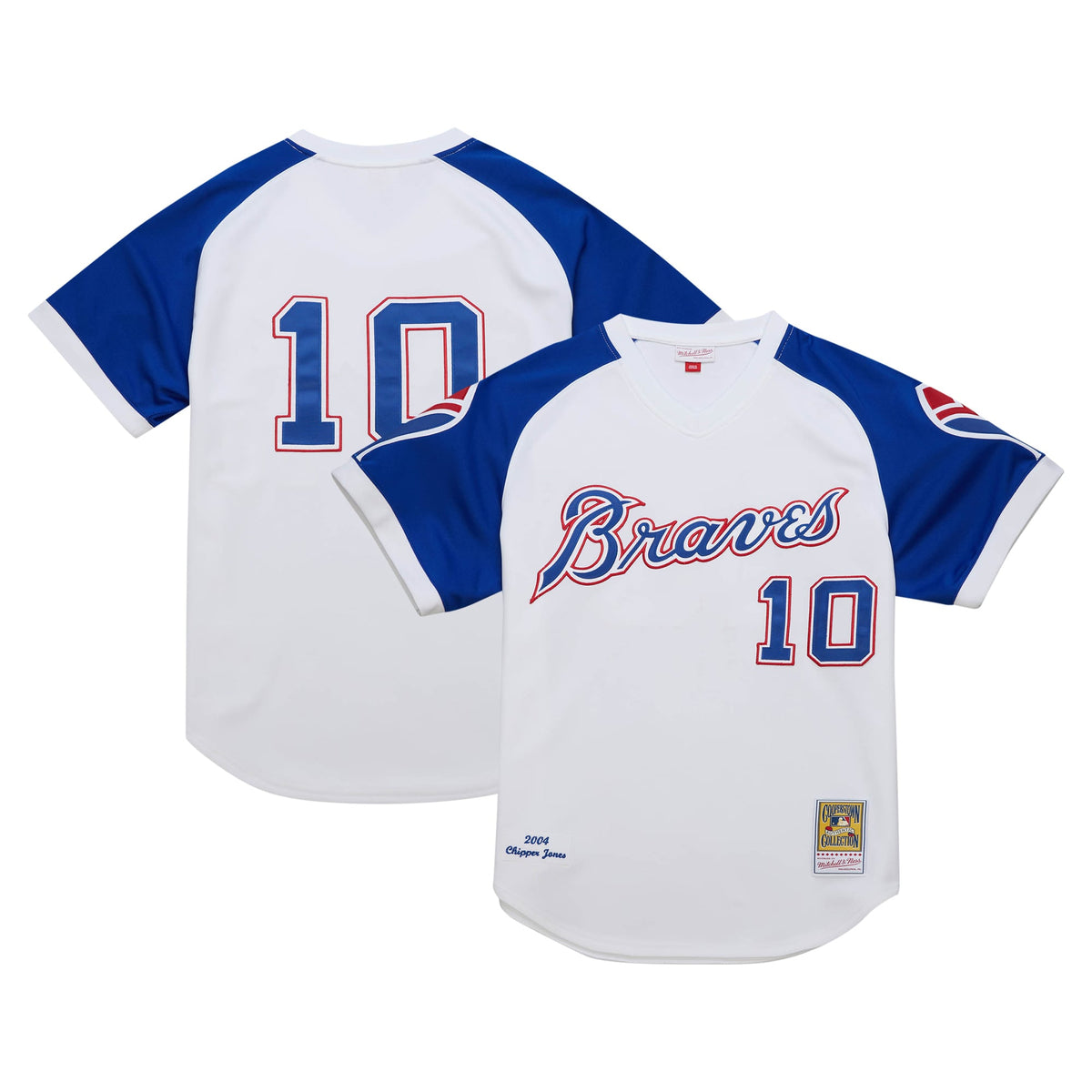 Men's Atlanta Braves Chipper Jones Mitchell & Ness White 2004 Cooperstown Collection Authentic Throwback Jersey - 2