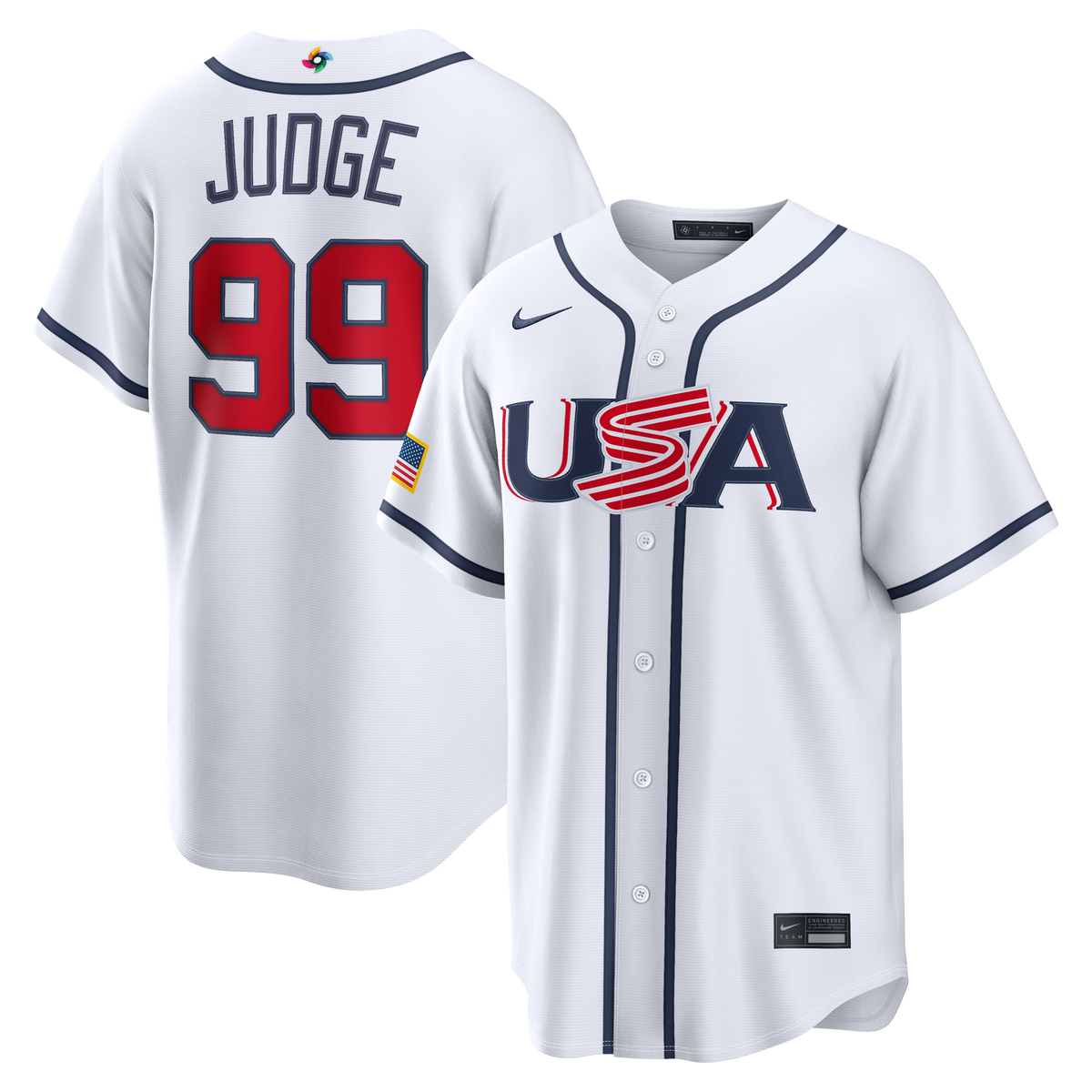 Men's USA Baseball Aaron Judge Nike White 2026 World Baseball Classic Home Stadium Jersey