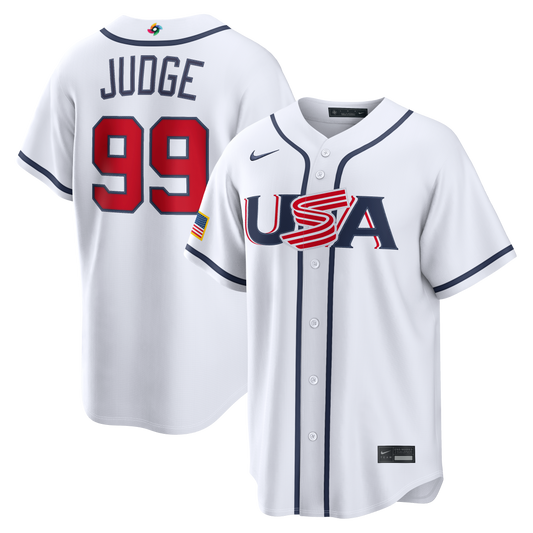 Men's USA Baseball Aaron Judge Nike White 2026 World Baseball Classic Home Stadium Jersey
