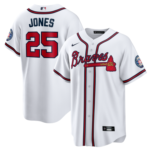 Men's Atlanta Braves Andruw Jones Nike White Home Replica 2026 Hall of Fame Patch Jersey