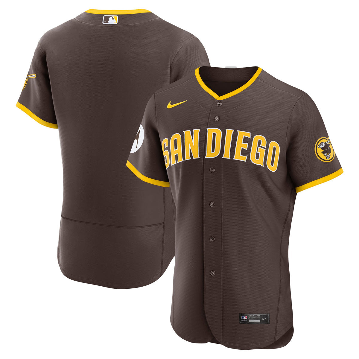 Men's San Diego Padres Nike Brown Road Sponsor Patch Authentic Jersey - 2