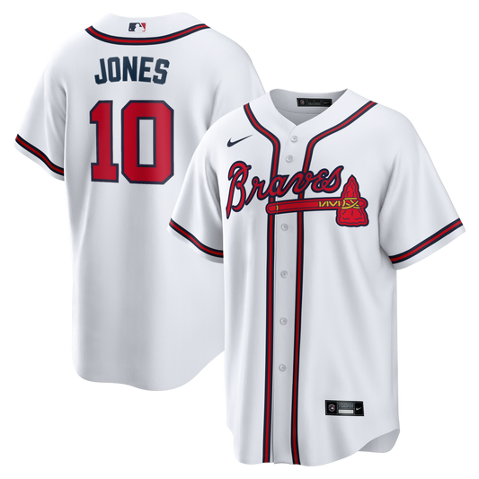 Men's Atlanta Braves Chipper Jones Nike White Home Retired Player Replica Jersey