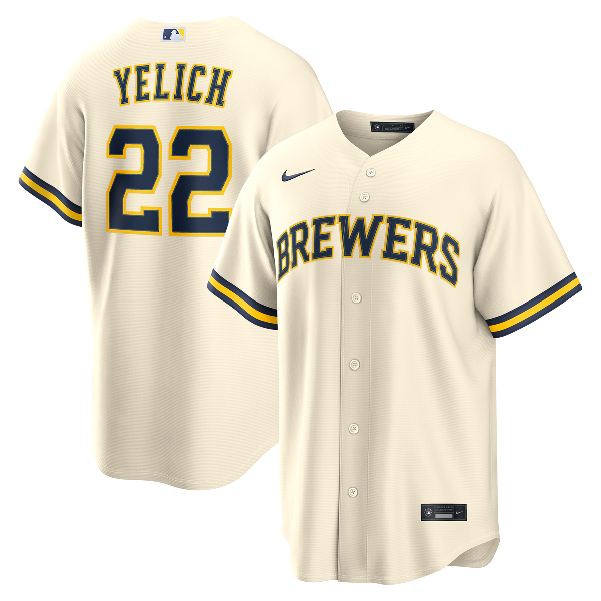 Men's Milwaukee Brewers Christian Yelich Nike Cream Home Replica Jersey - 2