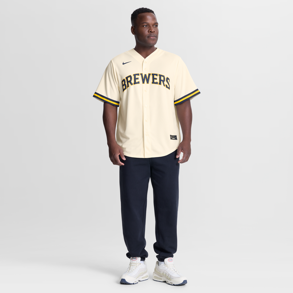 Men's Milwaukee Brewers Christian Yelich Nike Cream Home Replica Jersey - 5