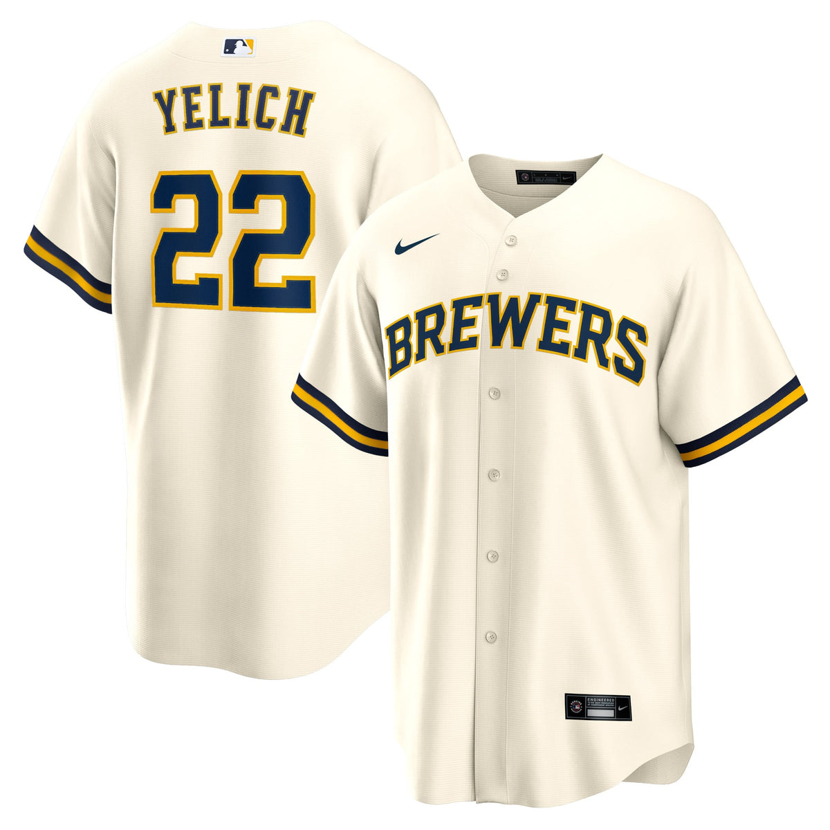 Men's Milwaukee Brewers Christian Yelich Nike Cream Home Replica Player Jersey - 2