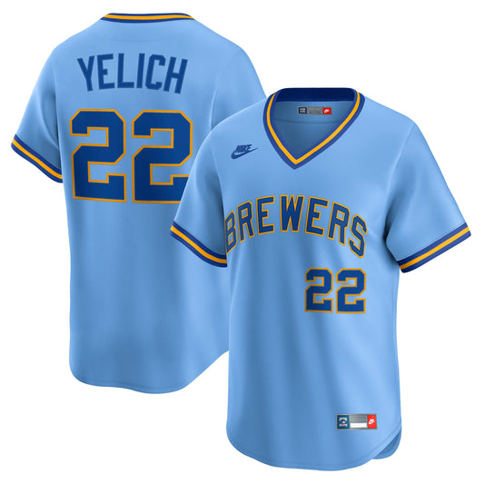 Men's Milwaukee Brewers Christian Yelich Nike Powder Blue Cooperstown Collection Limited Jersey