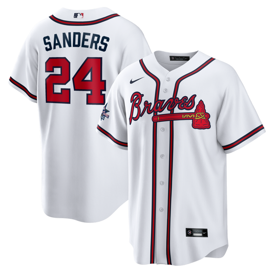 Men's Atlanta Braves Deion Sanders Nike White Home Retired Player Replica Jersey