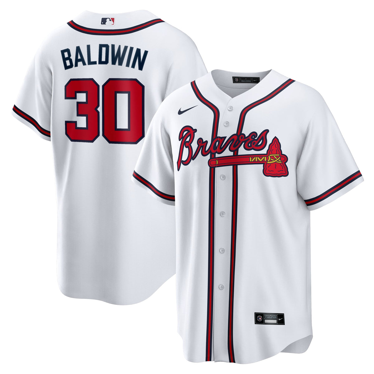Men's Atlanta Braves Drake Baldwin Nike White Home Replica Jersey