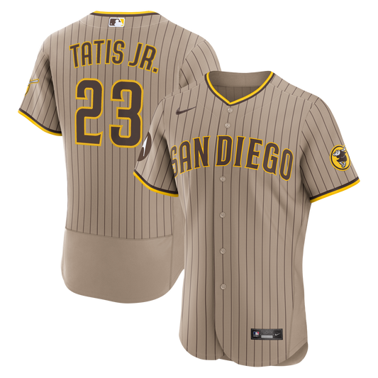Men's San Diego Padres Fernando Tatis Jr. Nike Sand Alternate Authentic Sponsor Patch Jersey