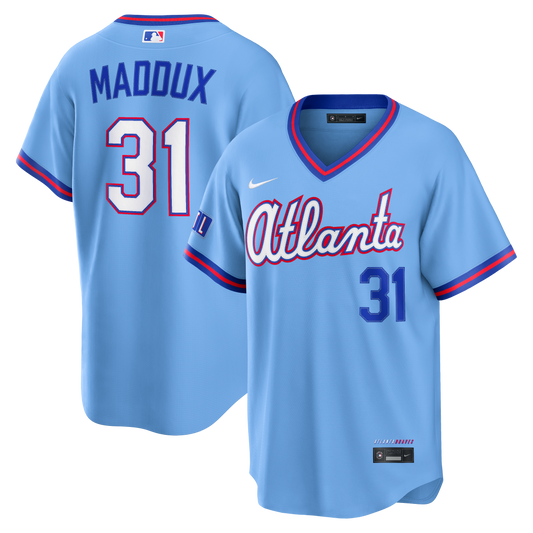 Men's Atlanta Braves Greg Maddux Nike Powder Blue 2026 City Connect Stadium Jersey