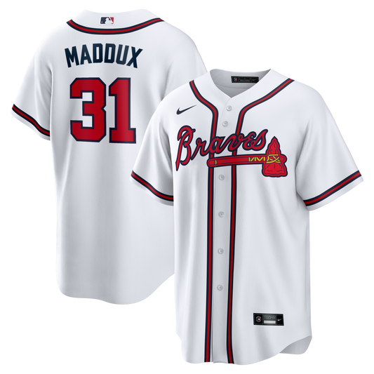 Men's Atlanta Braves Greg Maddux Nike White Home Retired Player Replica Jersey