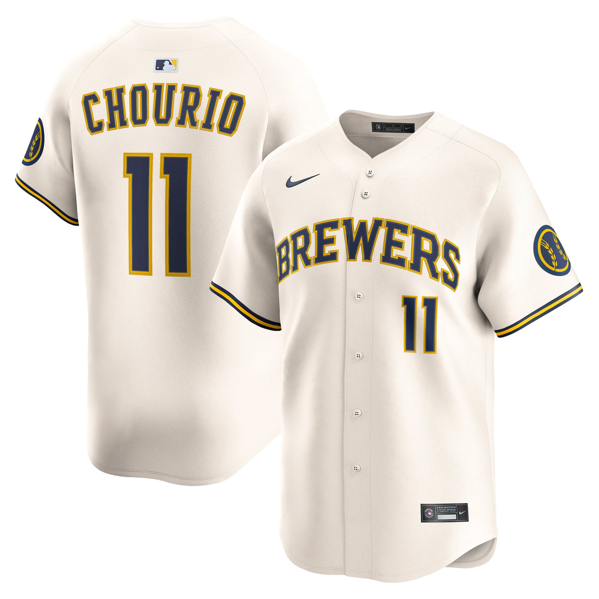 Men's Milwaukee Brewers Jackson Chourio Nike Cream Home Limited Jersey - 2
