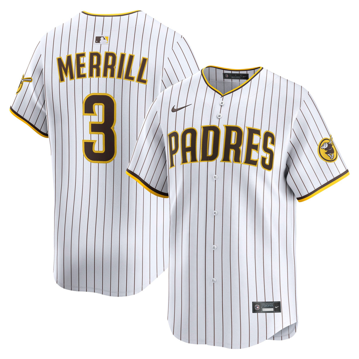 Men's San Diego Padres Jackson Merrill Nike White Home Limited Player Jersey - 2