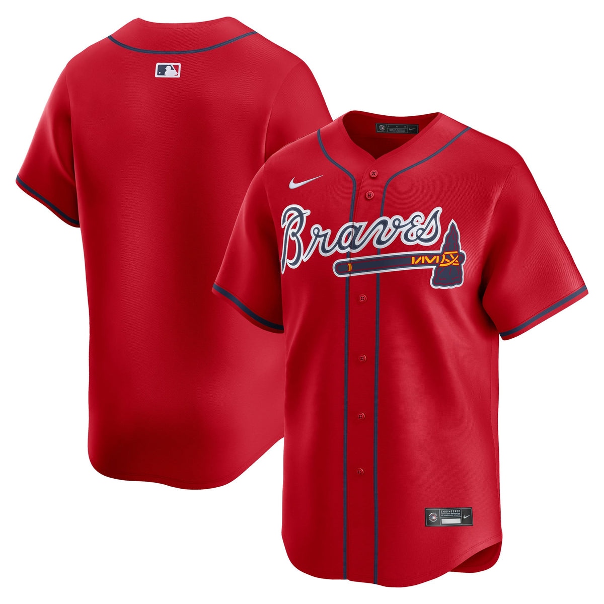 Men's Atlanta Braves Nike Red Alternate Limited Jersey - 2
