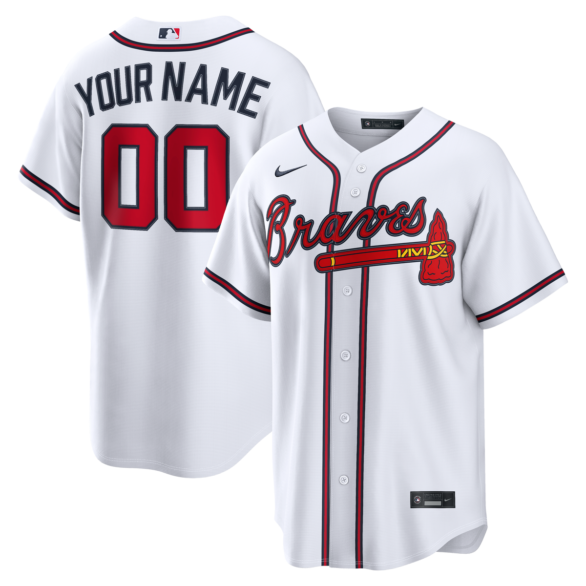 Men's Atlanta Braves Nike White Home Replica Custom Jersey