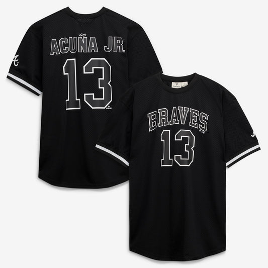 Men's Atlanta Braves Ronald Acuña Jr. Fanatics Black/White Big & Tall Heavyweight Mesh Jersey